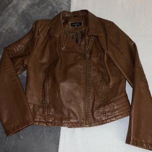 Faux brown leather jacket☕️🍂